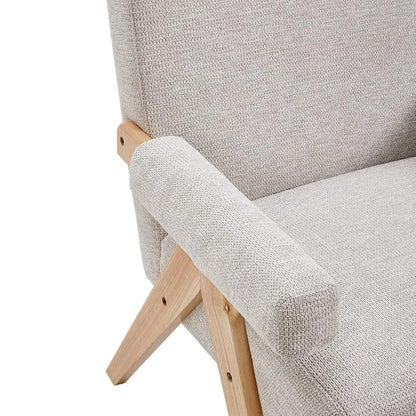 Linen Upholsteried Wooden Armchair - House Comfort