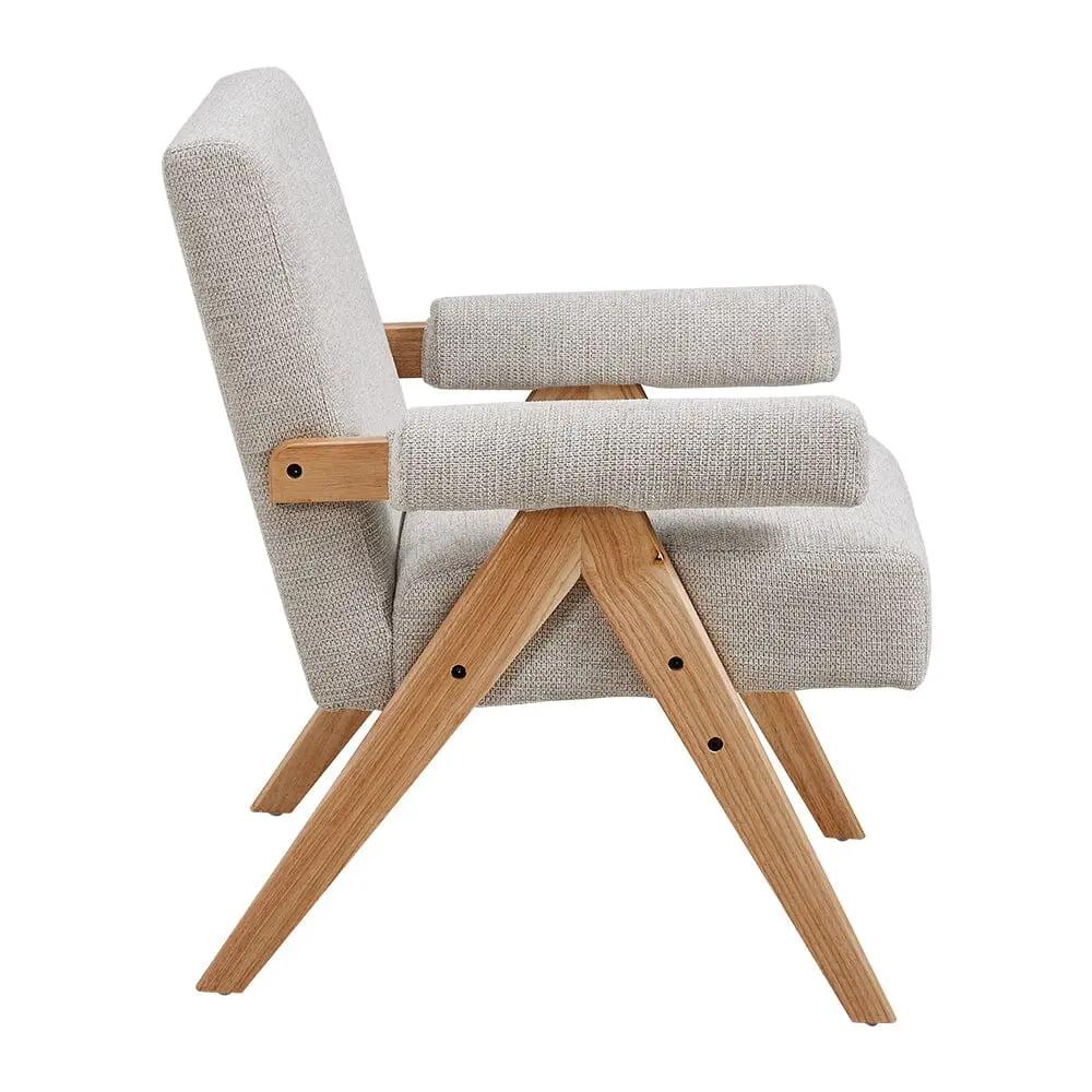 Linen Upholsteried Wooden Armchair - House Comfort