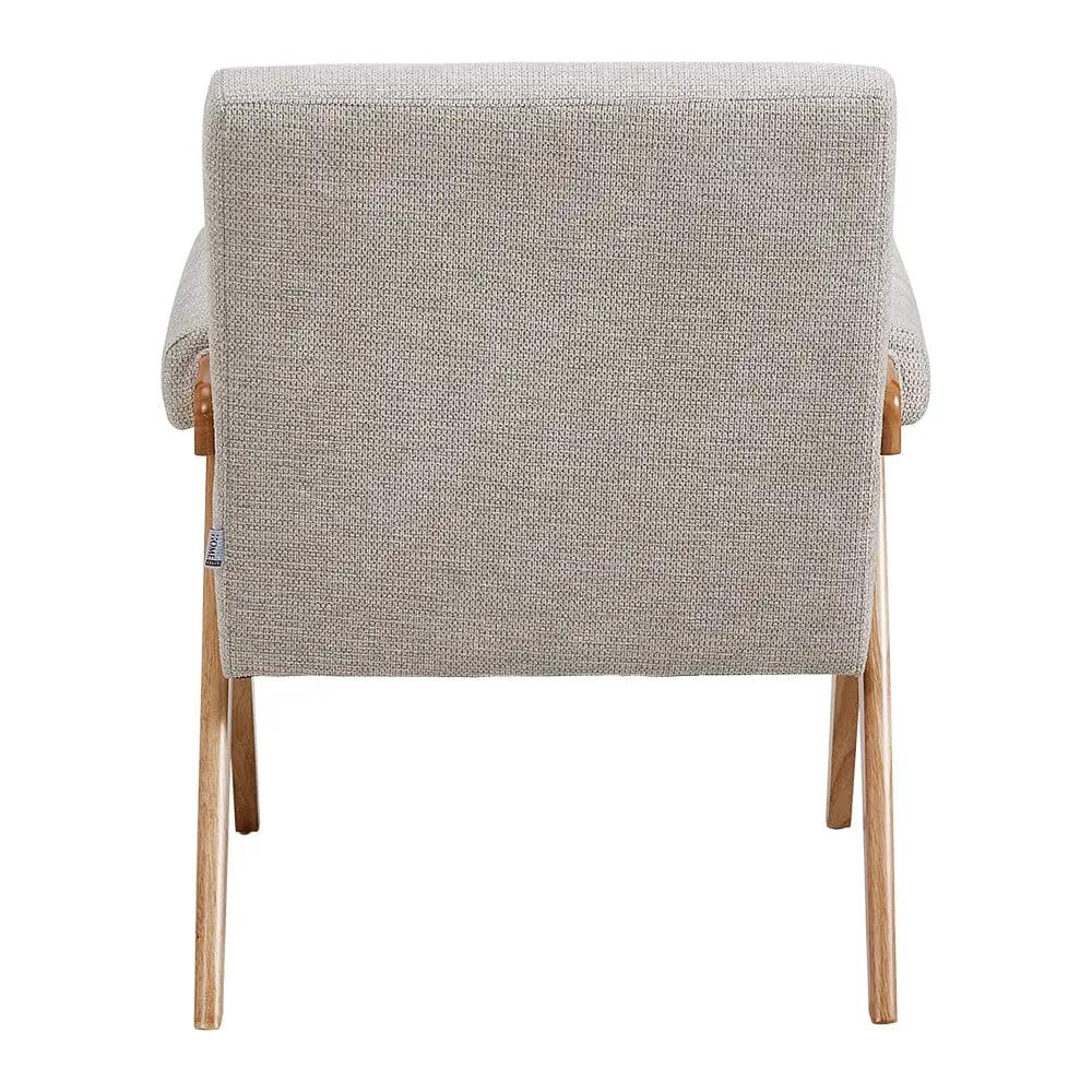 Linen Upholsteried Wooden Armchair - House Comfort