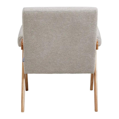 Linen Upholsteried Wooden Armchair - House Comfort