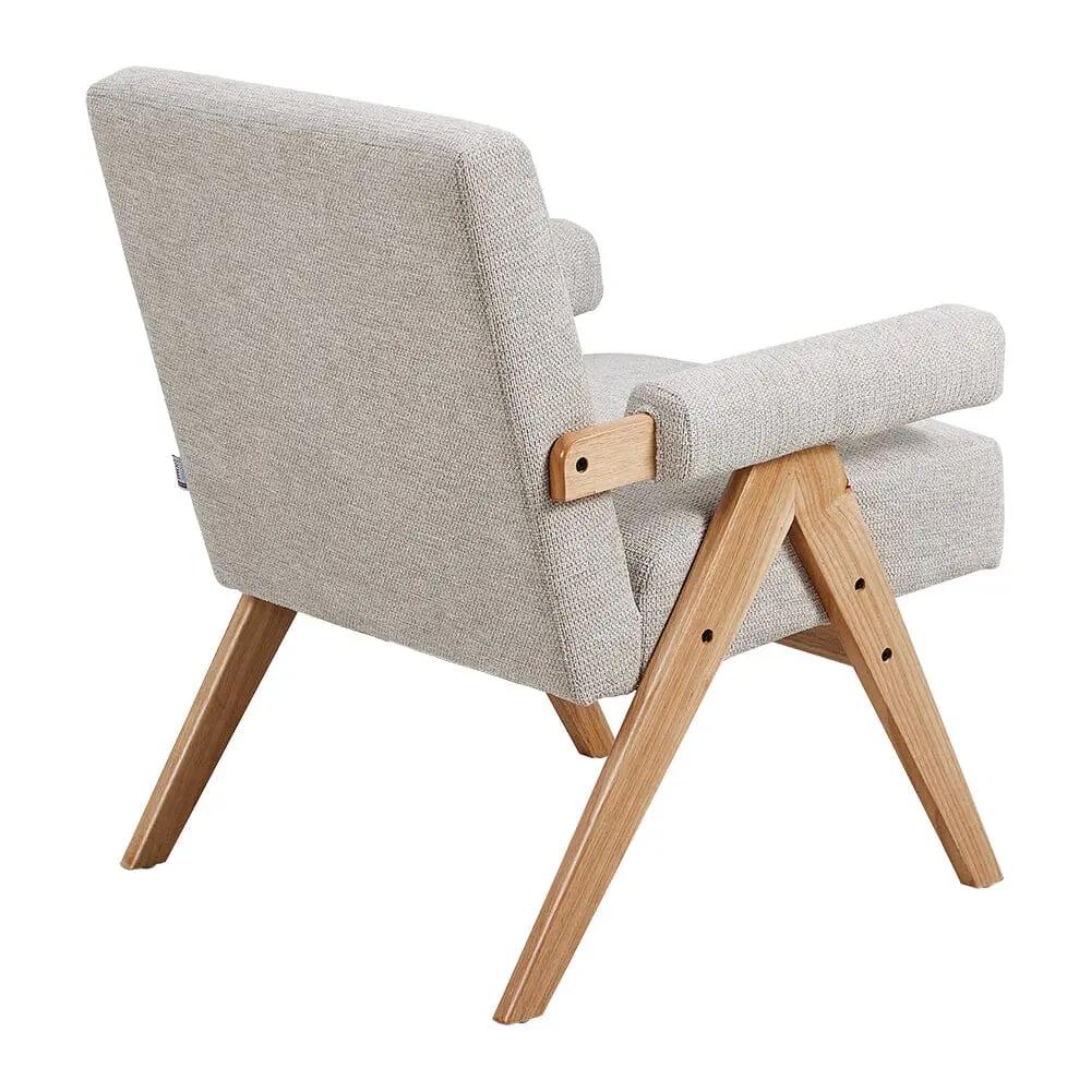 Linen Upholsteried Wooden Armchair - House Comfort