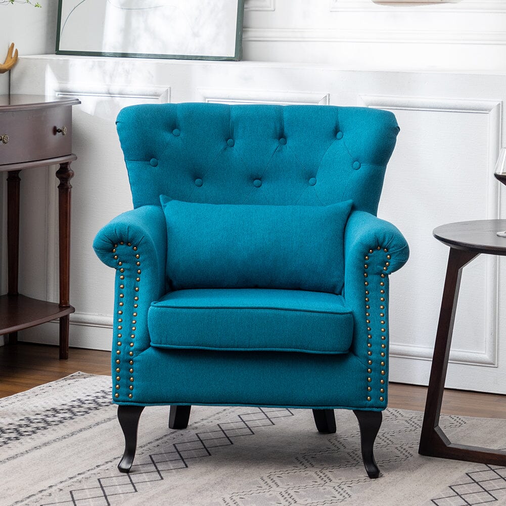 Linen Upholstery Wingback Chair With Cushion - House Comfort