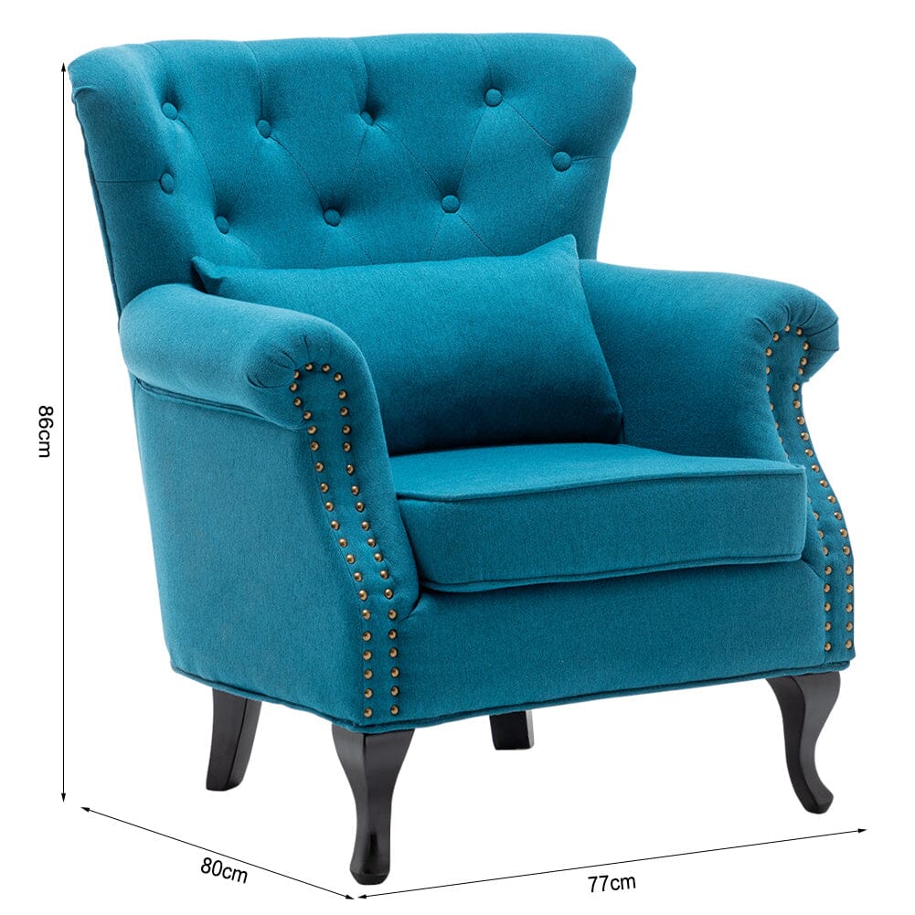 Linen Upholstery Wingback Chair With Cushion - House Comfort