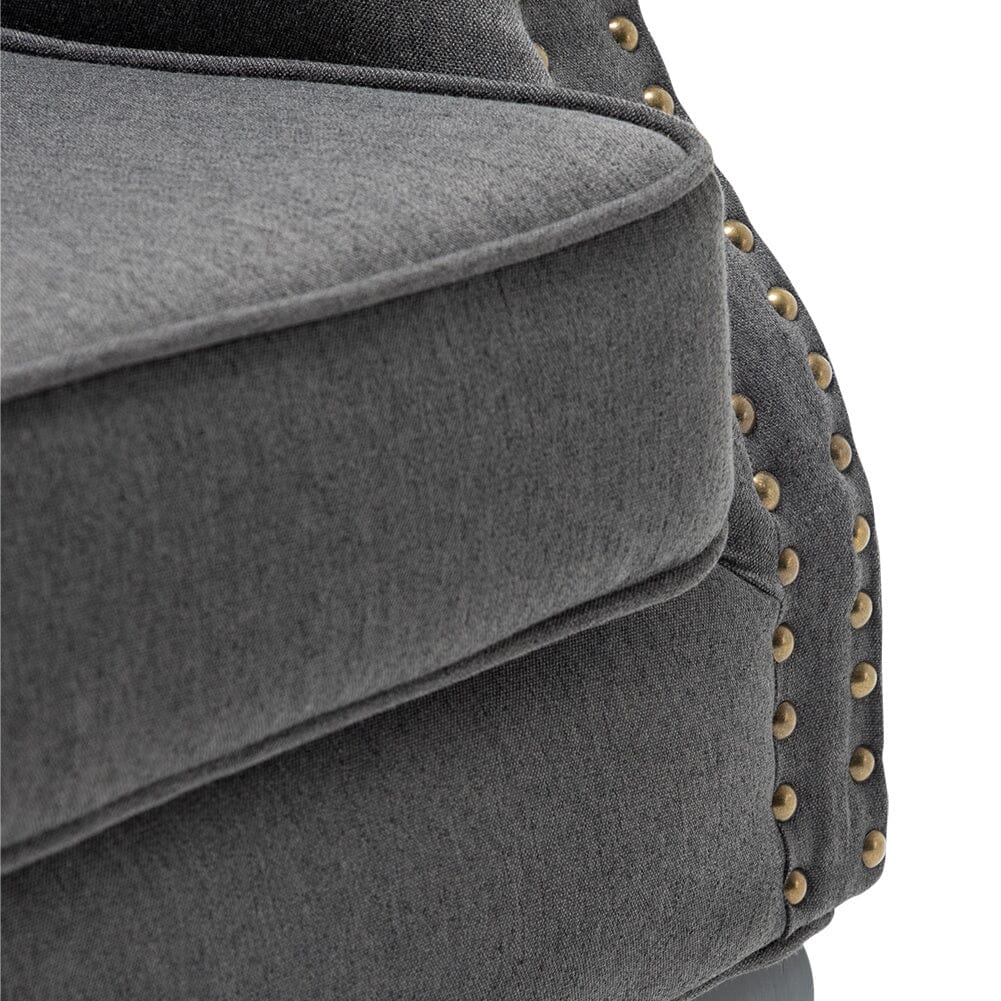 Linen Upholstery Wingback Chair With Cushion - House Comfort