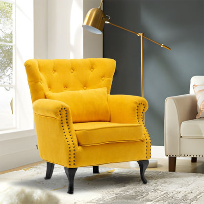 Linen Upholstery Wingback Chair With Cushion - House Comfort