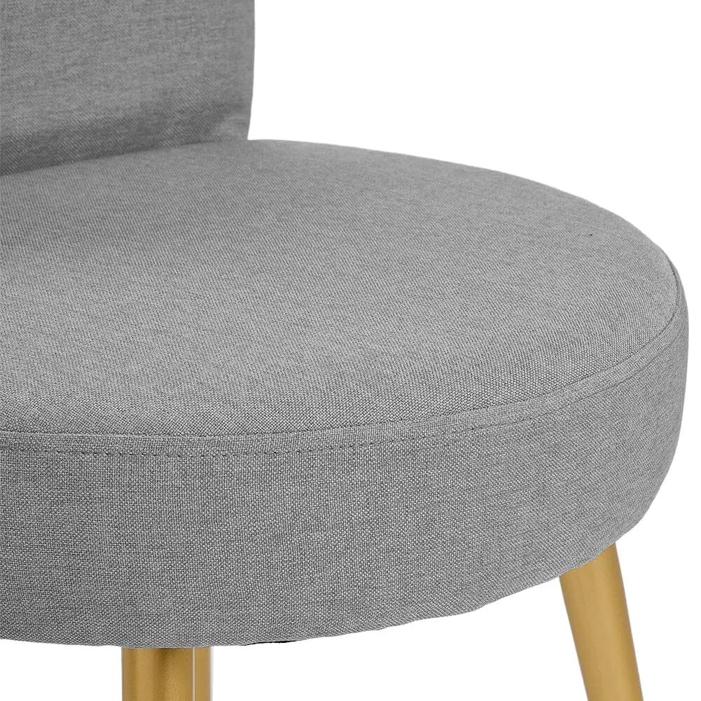 Linen Vanity Stool Chair with Metal Legs - House Comfort