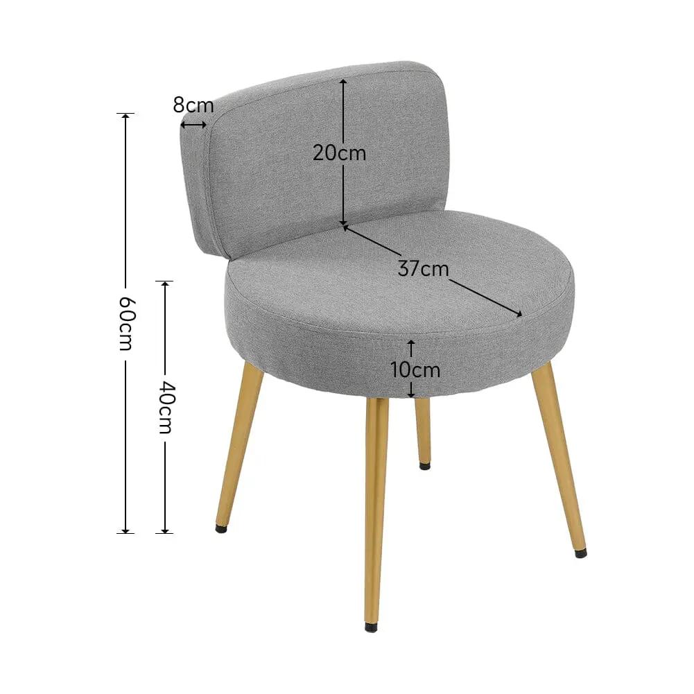 Linen Vanity Stool Chair with Metal Legs - House Comfort
