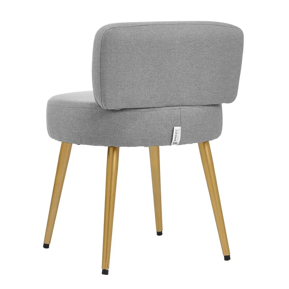 Linen Vanity Stool Chair with Metal Legs - House Comfort