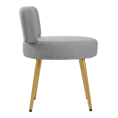 Linen Vanity Stool Chair with Metal Legs - House Comfort