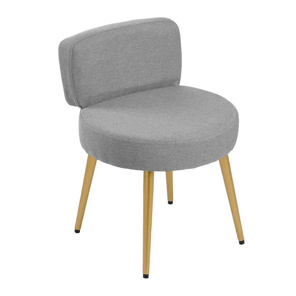Linen Vanity Stool Chair with Metal Legs - House Comfort