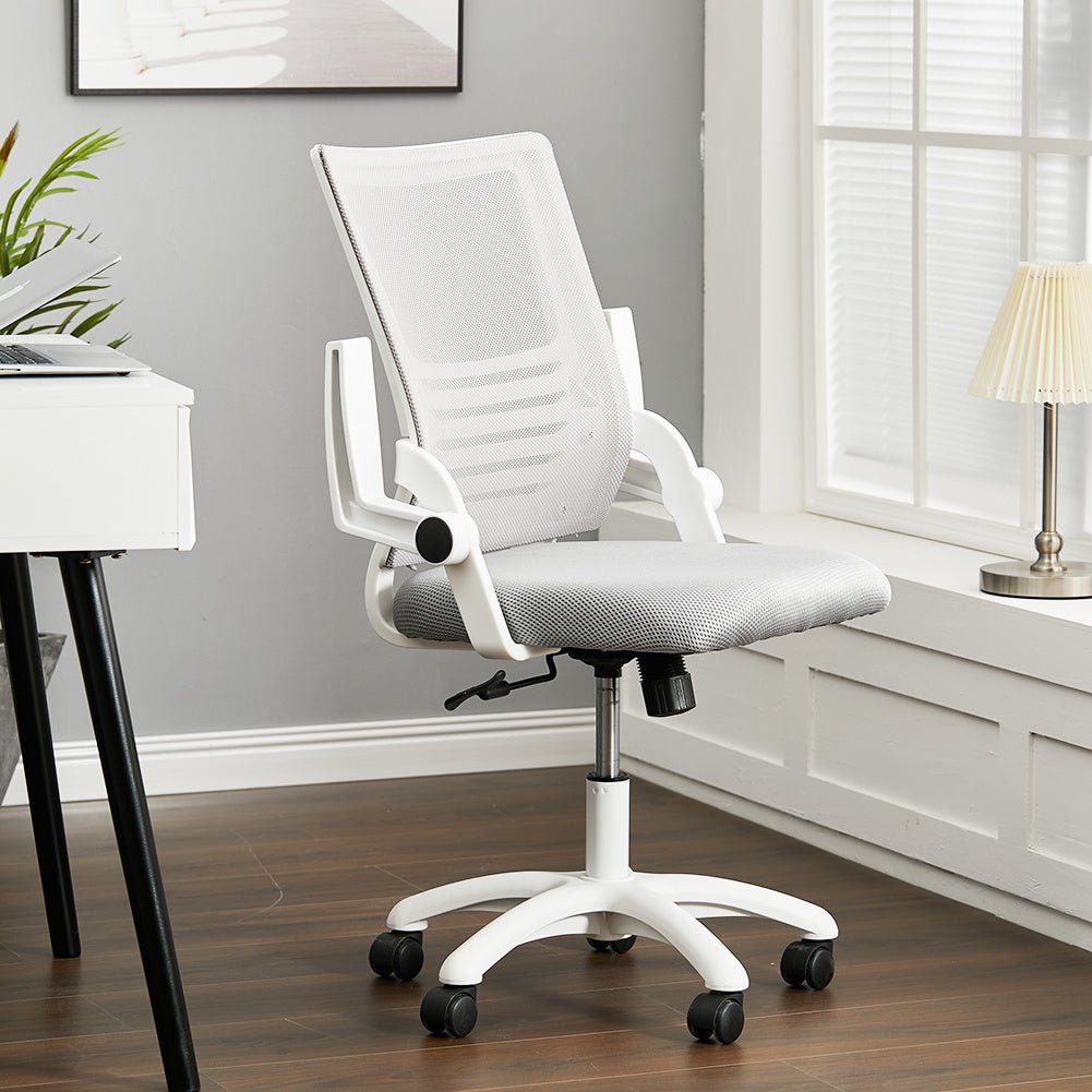 Mesh Back Ergonomic 360 Degree Swivel Office Chair with Folding Armrests - House Comfort
