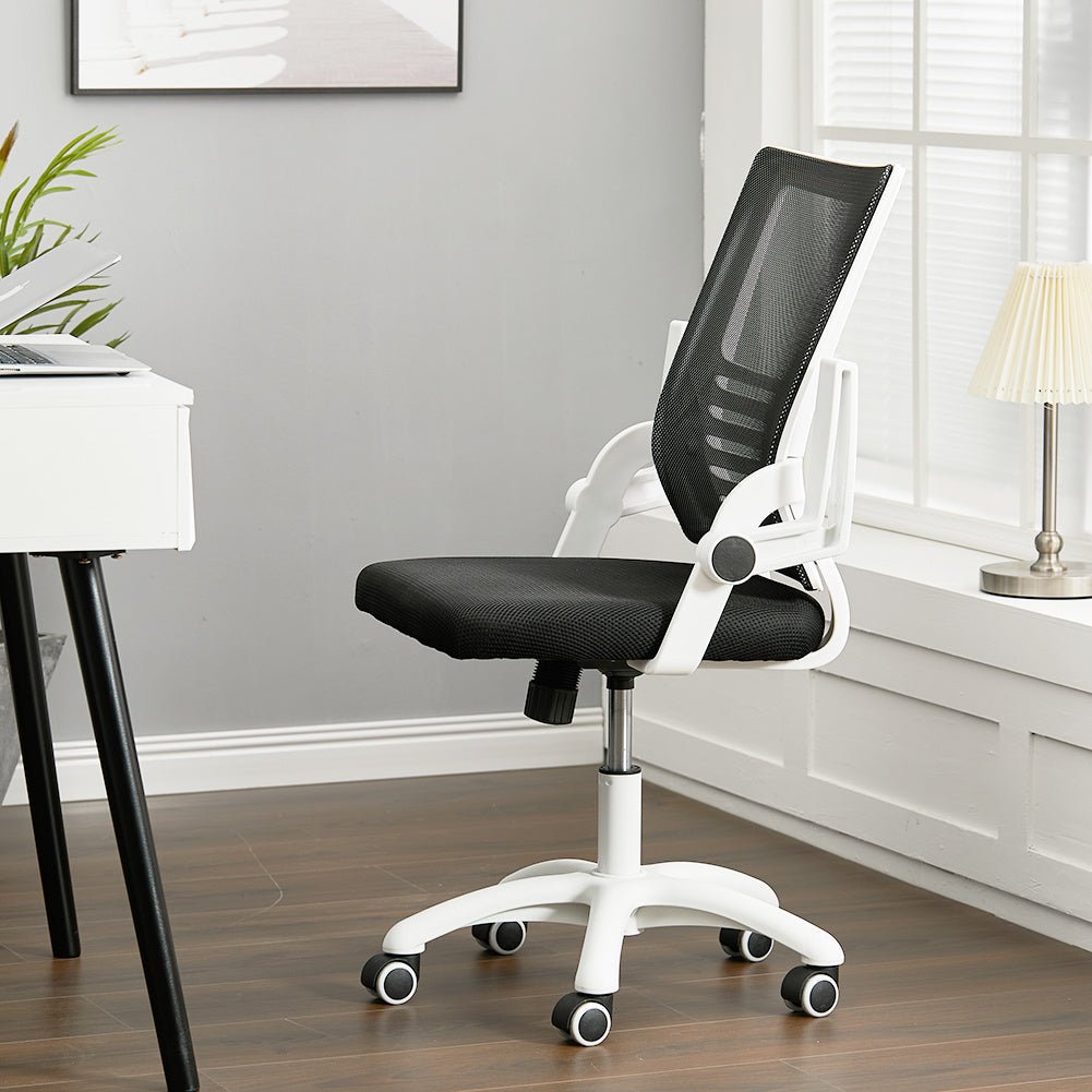 Mesh Back Ergonomic 360 Degree Swivel Office Chair with Folding Armrests - House Comfort