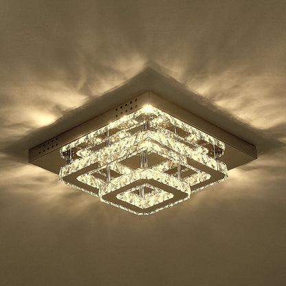 Modern 2 - Tier Crystal LED Ceiling Light Fixture Dimmable/Non - dimmable - House Comfort