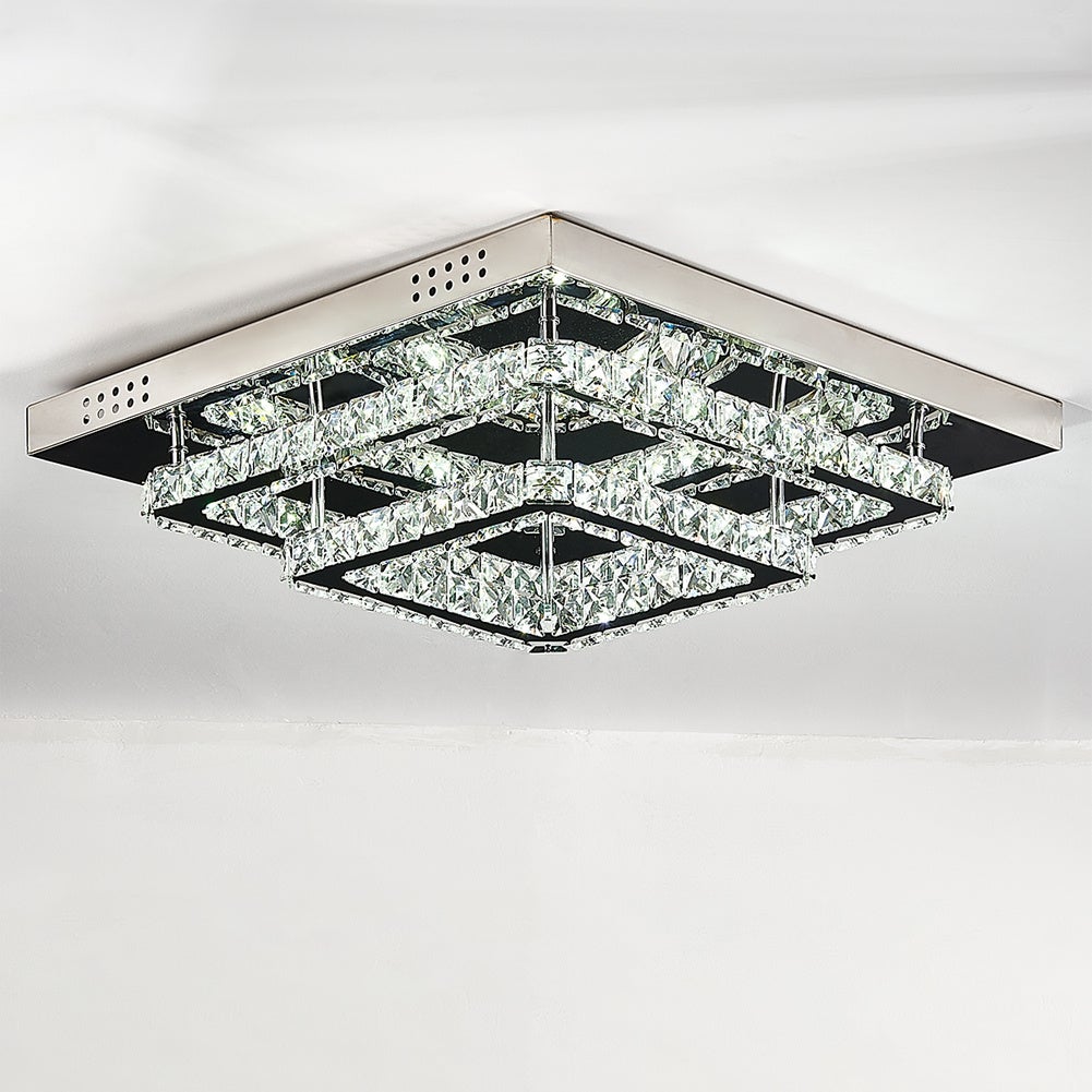 Modern 2 - Tier Crystal LED Ceiling Light Fixture Dimmable/Non - dimmable - House Comfort
