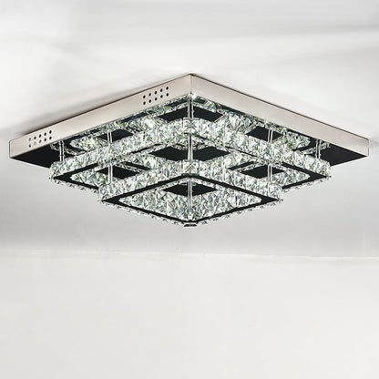 Modern 2 - Tier Crystal LED Ceiling Light Fixture Dimmable/Non - dimmable - House Comfort