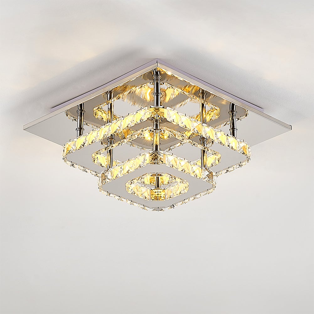 Modern 2 - Tier Crystal LED Ceiling Light Fixture Dimmable/Non - dimmable - House Comfort