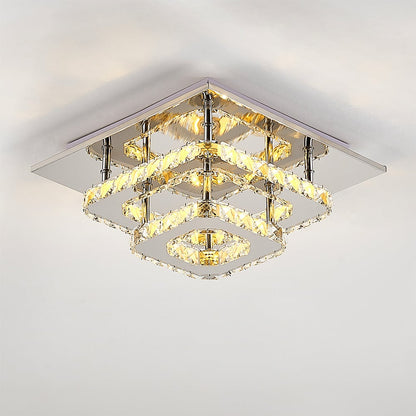 Modern 2 - Tier Crystal LED Ceiling Light Fixture Dimmable/Non - dimmable - House Comfort