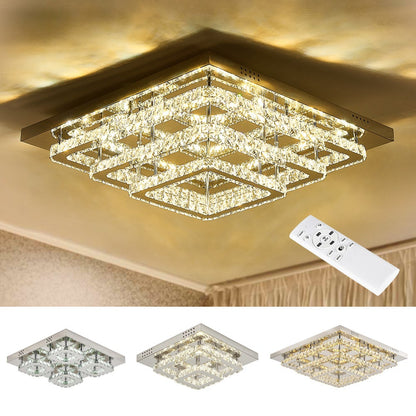 Modern 2 - Tier Crystal LED Ceiling Light Fixture Dimmable/Non - dimmable - House Comfort