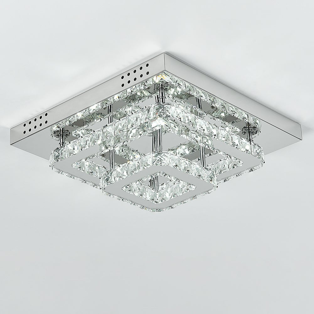 Modern 2 - Tier Crystal LED Ceiling Light Fixture Dimmable/Non - dimmable - House Comfort