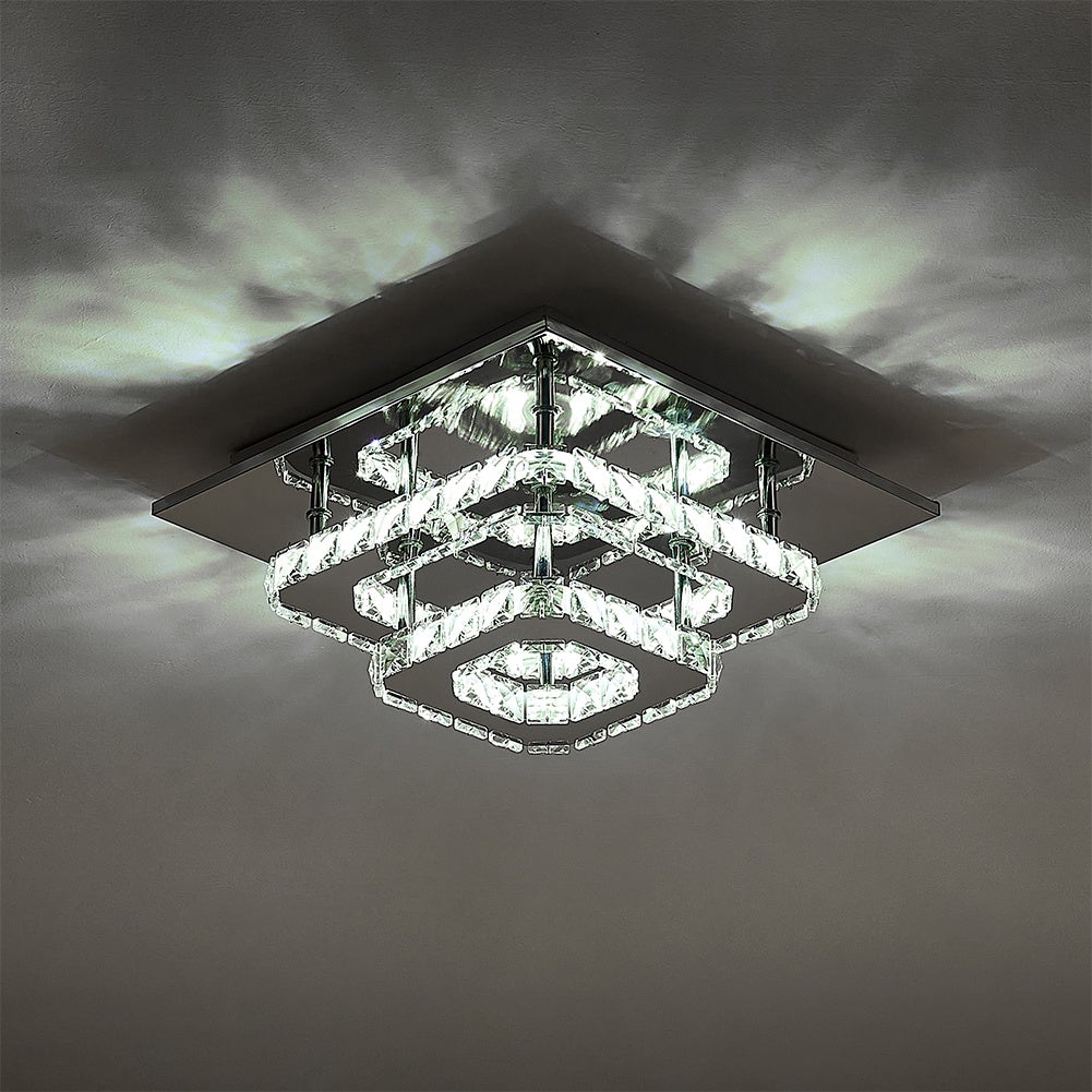 Modern 2 - Tier Crystal LED Ceiling Light Fixture Dimmable/Non - dimmable - House Comfort