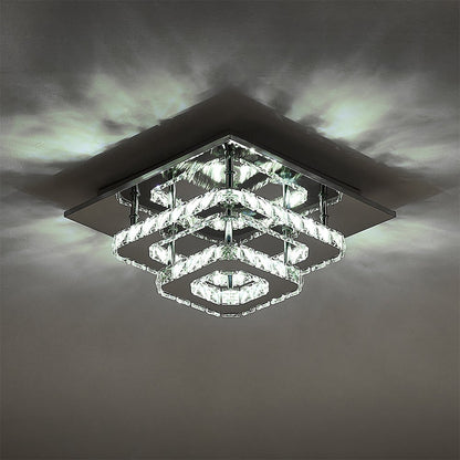 Modern 2 - Tier Crystal LED Ceiling Light Fixture Dimmable/Non - dimmable - House Comfort