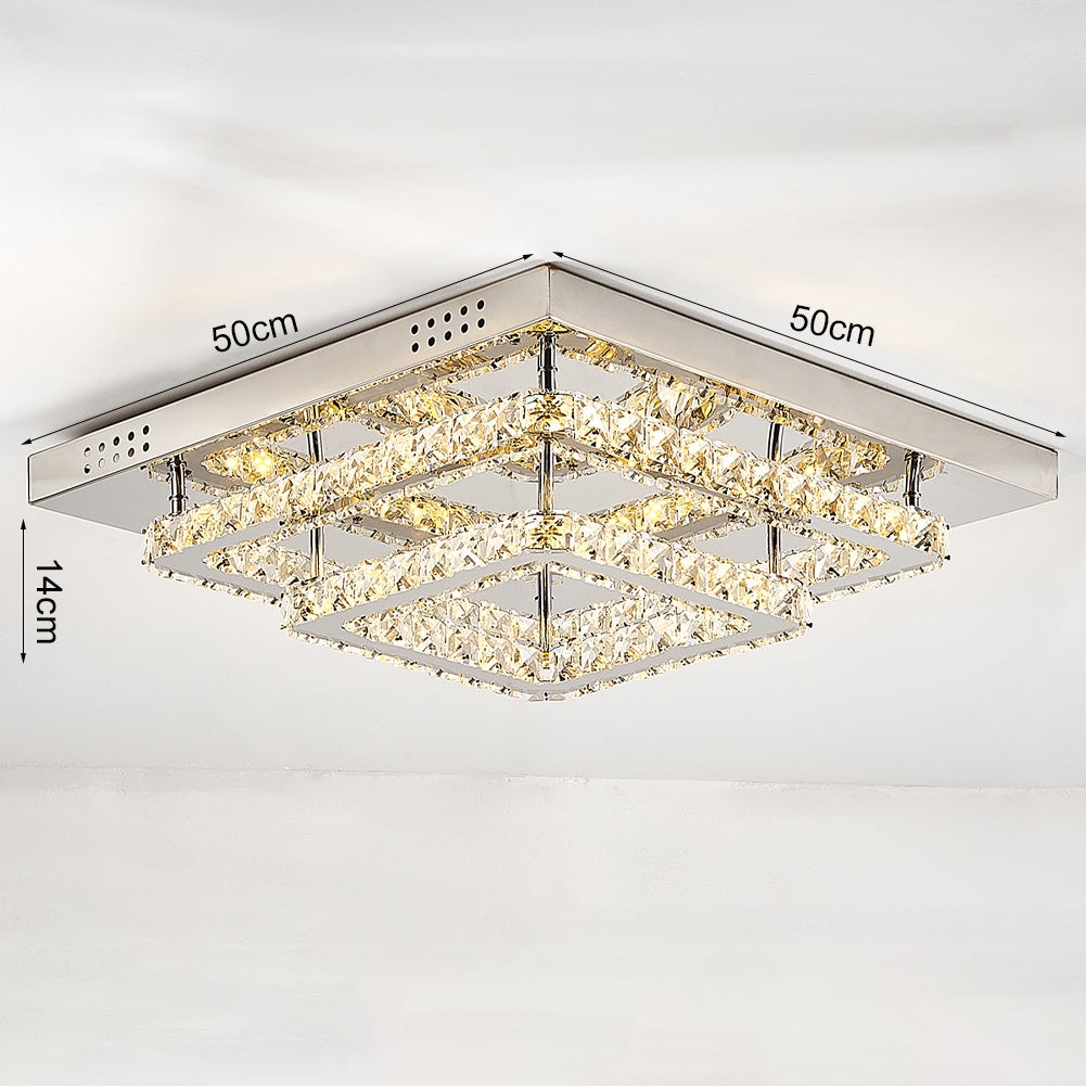 Modern 2 - Tier Crystal LED Ceiling Light Fixture Dimmable/Non - dimmable - House Comfort