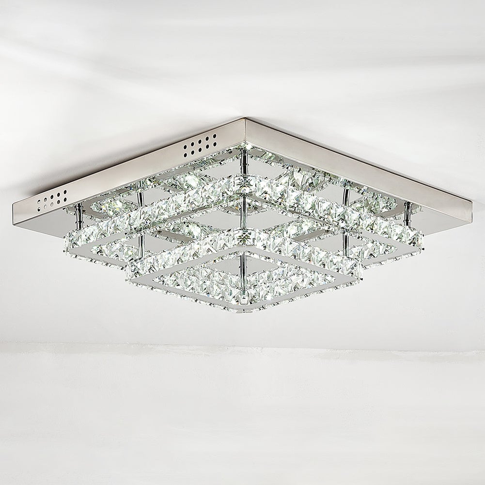 Modern 2 - Tier Crystal LED Ceiling Light Fixture Dimmable/Non - dimmable - House Comfort