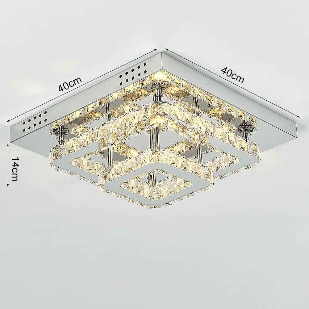 Modern 2 - Tier Crystal LED Ceiling Light Fixture Dimmable/Non - dimmable - House Comfort