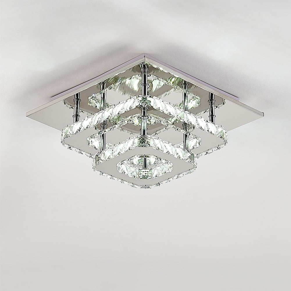 Modern 2 - Tier Crystal LED Ceiling Light Fixture Dimmable/Non - dimmable - House Comfort