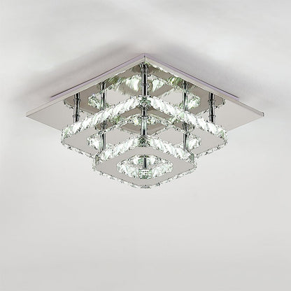 Modern 2 - Tier Crystal LED Ceiling Light Fixture Dimmable/Non - dimmable - House Comfort