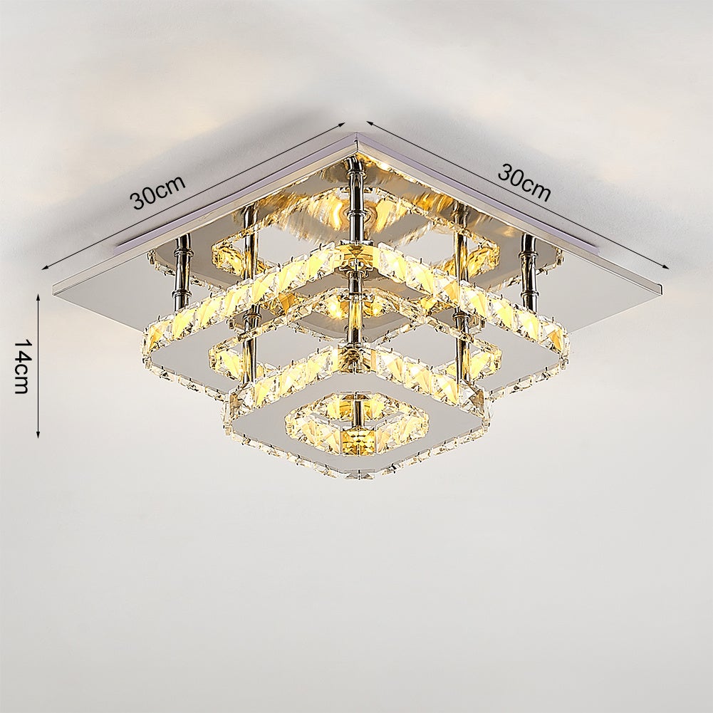 Modern 2 - Tier Crystal LED Ceiling Light Fixture Dimmable/Non - dimmable - House Comfort