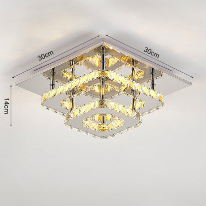 Modern 2 - Tier Crystal LED Ceiling Light Fixture Dimmable/Non - dimmable - House Comfort