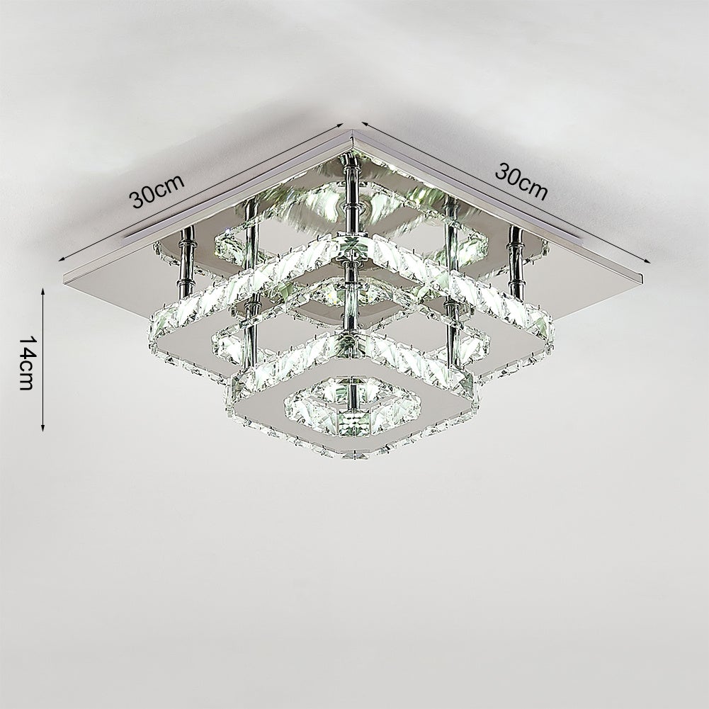 Modern 2 - Tier Crystal LED Ceiling Light Fixture Dimmable/Non - dimmable - House Comfort