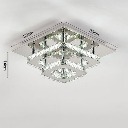 Modern 2 - Tier Crystal LED Ceiling Light Fixture Dimmable/Non - dimmable - House Comfort