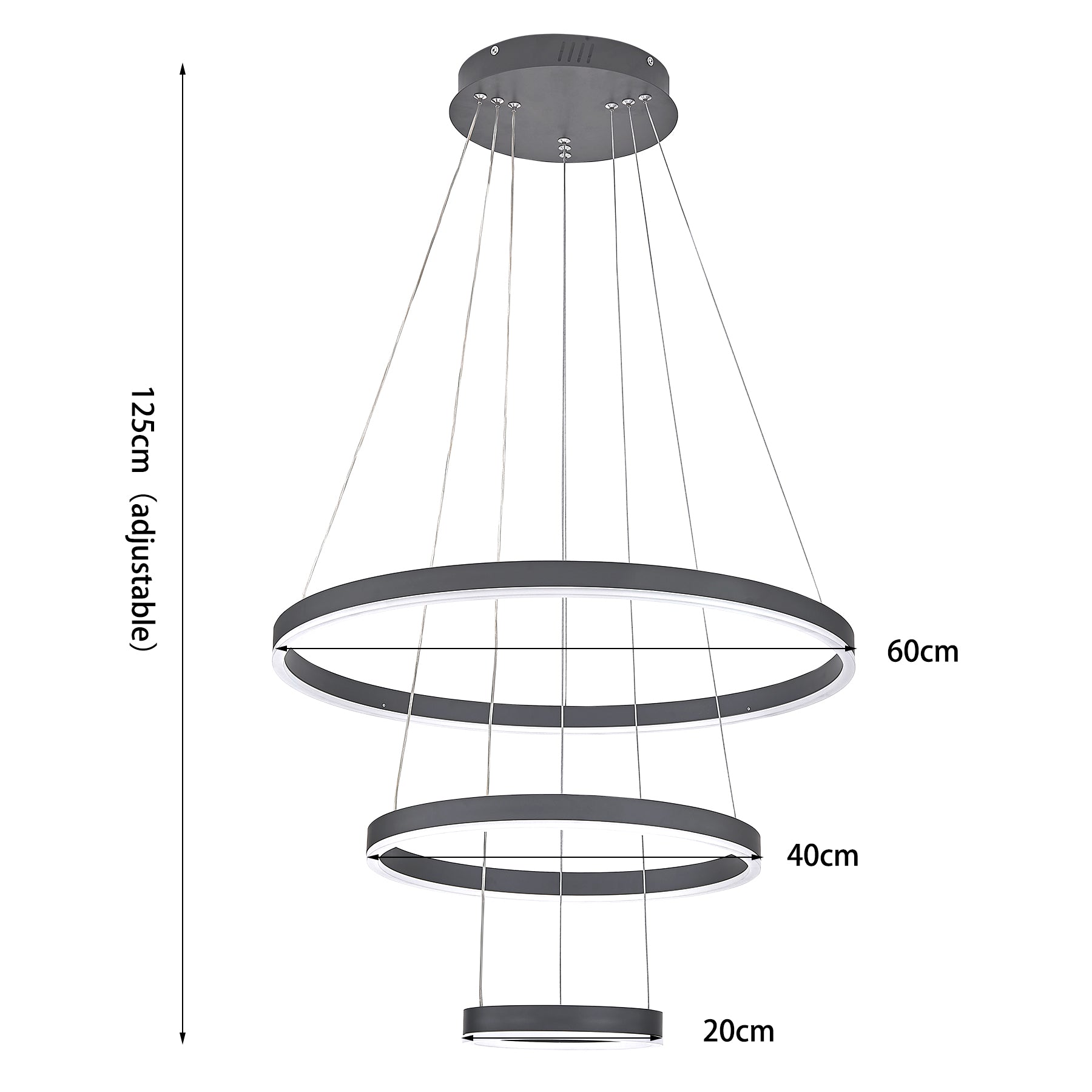 Modern 3 Ring Aluminum Round Hanging LED Pendant Light - House Comfort