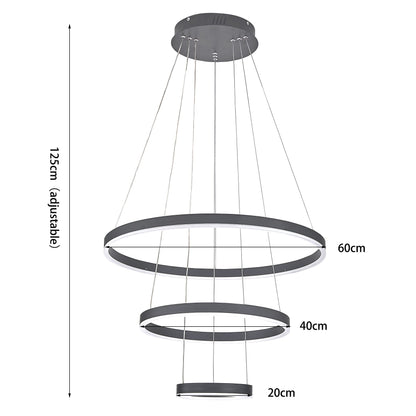 Modern 3 Ring Aluminum Round Hanging LED Pendant Light - House Comfort