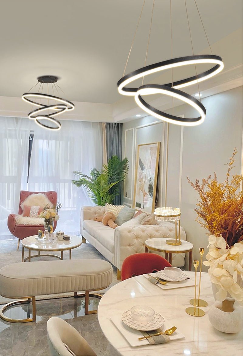 Modern 3 Ring Aluminum Round Hanging LED Pendant Light - House Comfort