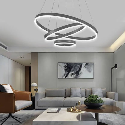 Modern 3 Ring Aluminum Round Hanging LED Pendant Light - House Comfort