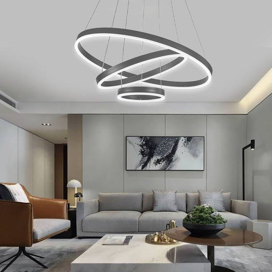 Modern 3 Ring Aluminum Round Hanging LED Pendant Light - House Comfort