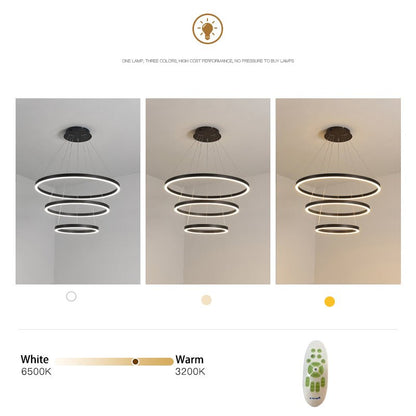 Modern 3 Ring Aluminum Round Hanging LED Pendant Light - House Comfort