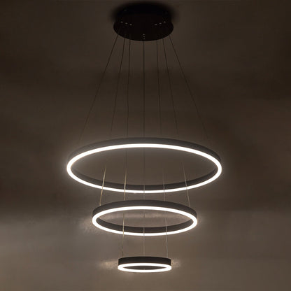 Modern 3 Ring Aluminum Round Hanging LED Pendant Light - House Comfort