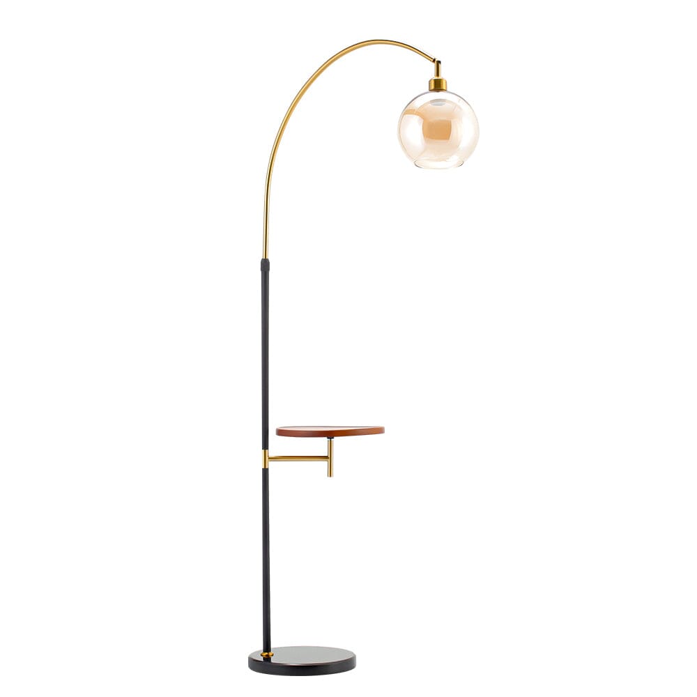 Modern Adjustable Arc Floor Lamp with Wood Tray - House Comfort