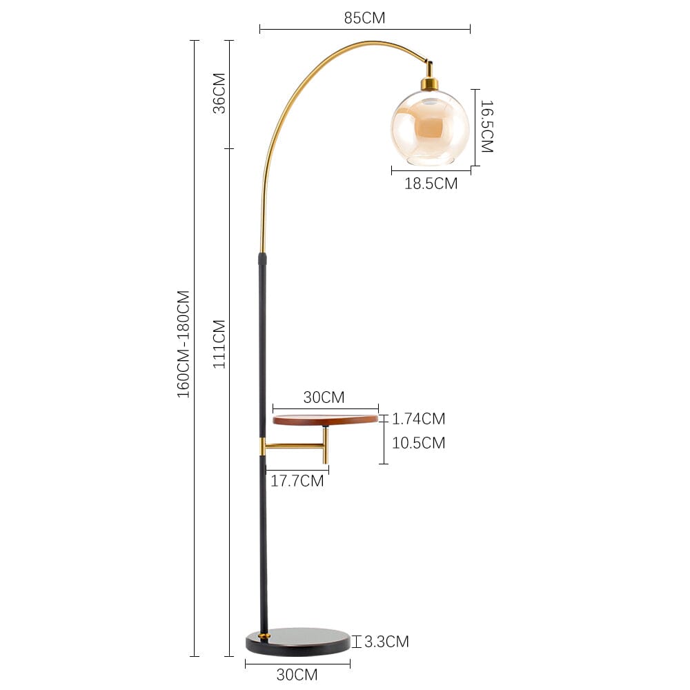 Modern Adjustable Arc Floor Lamp with Wood Tray - House Comfort