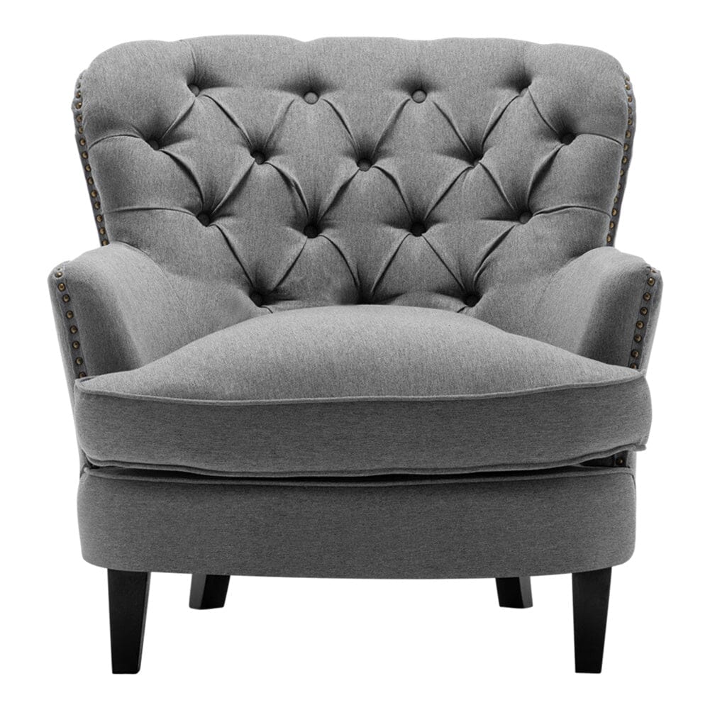 Modern Beige Club Chair Button Tufted Accent Chair - House Comfort