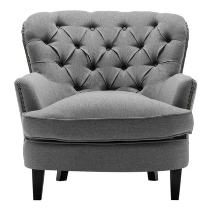 Modern Beige Club Chair Button Tufted Accent Chair - House Comfort