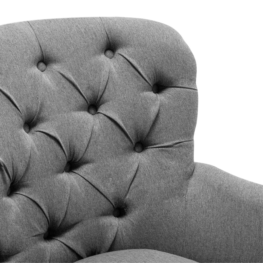 Modern Beige Club Chair Button Tufted Accent Chair - House Comfort