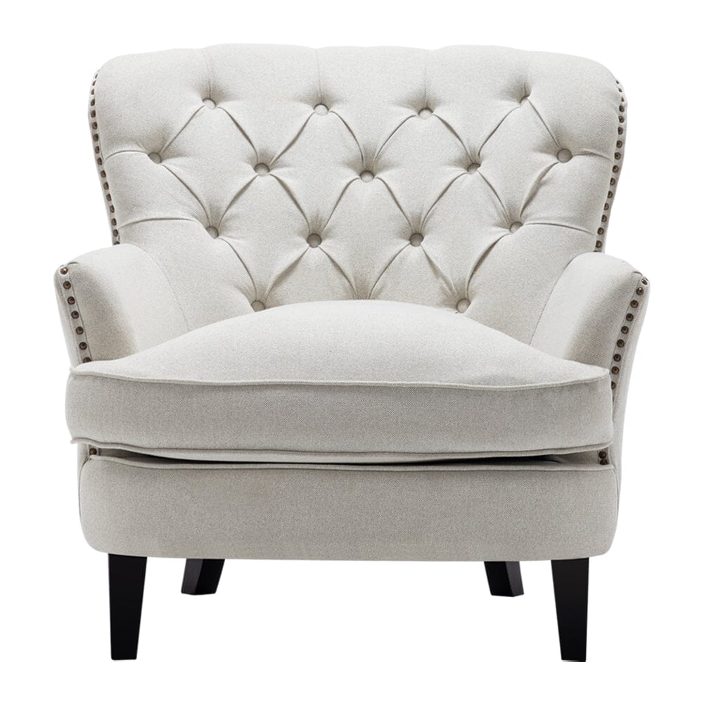 Modern Beige Club Chair Button Tufted Accent Chair - House Comfort