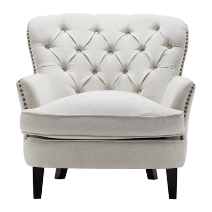 Modern Beige Club Chair Button Tufted Accent Chair - House Comfort