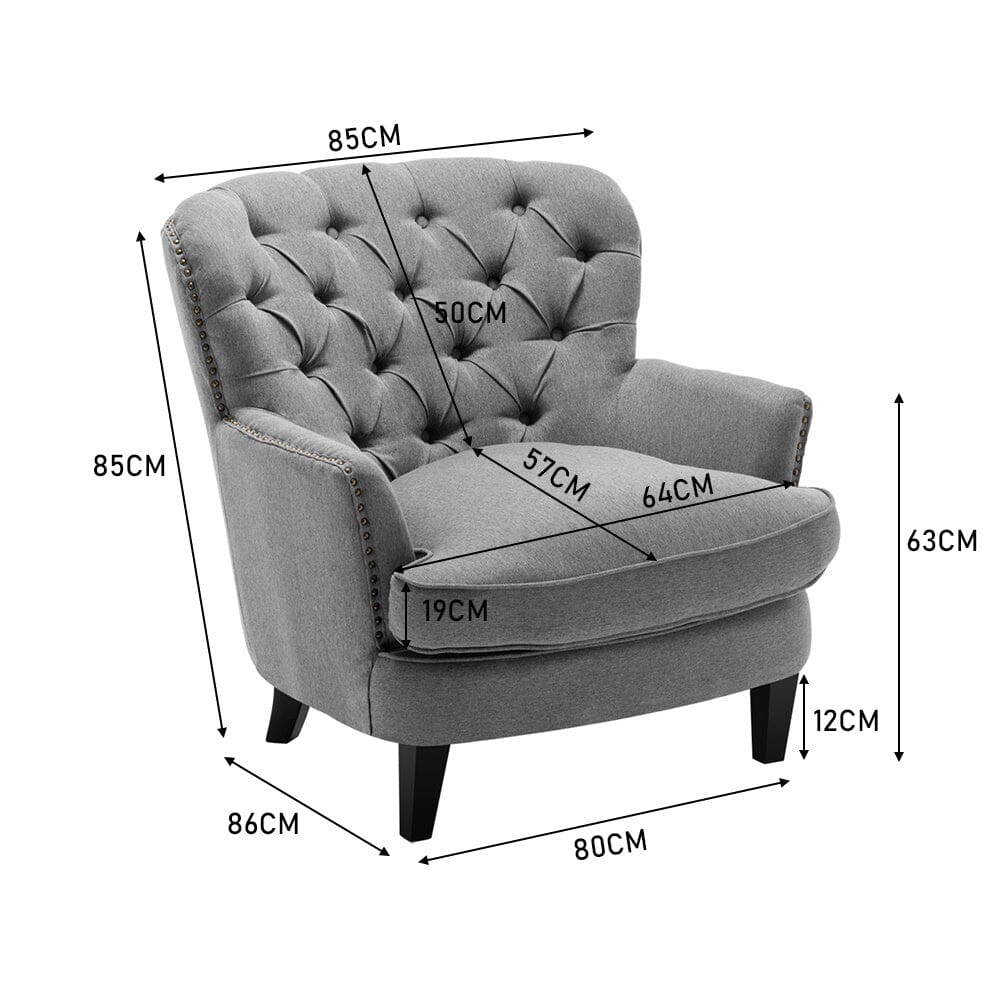 Modern Beige Club Chair Button Tufted Accent Chair - House Comfort