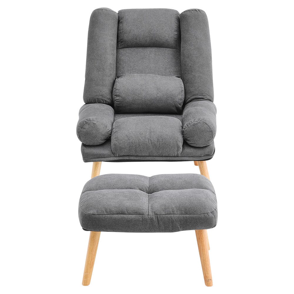 Modern Comfort Adjustable Recliner with Footstool Grey - House Comfort